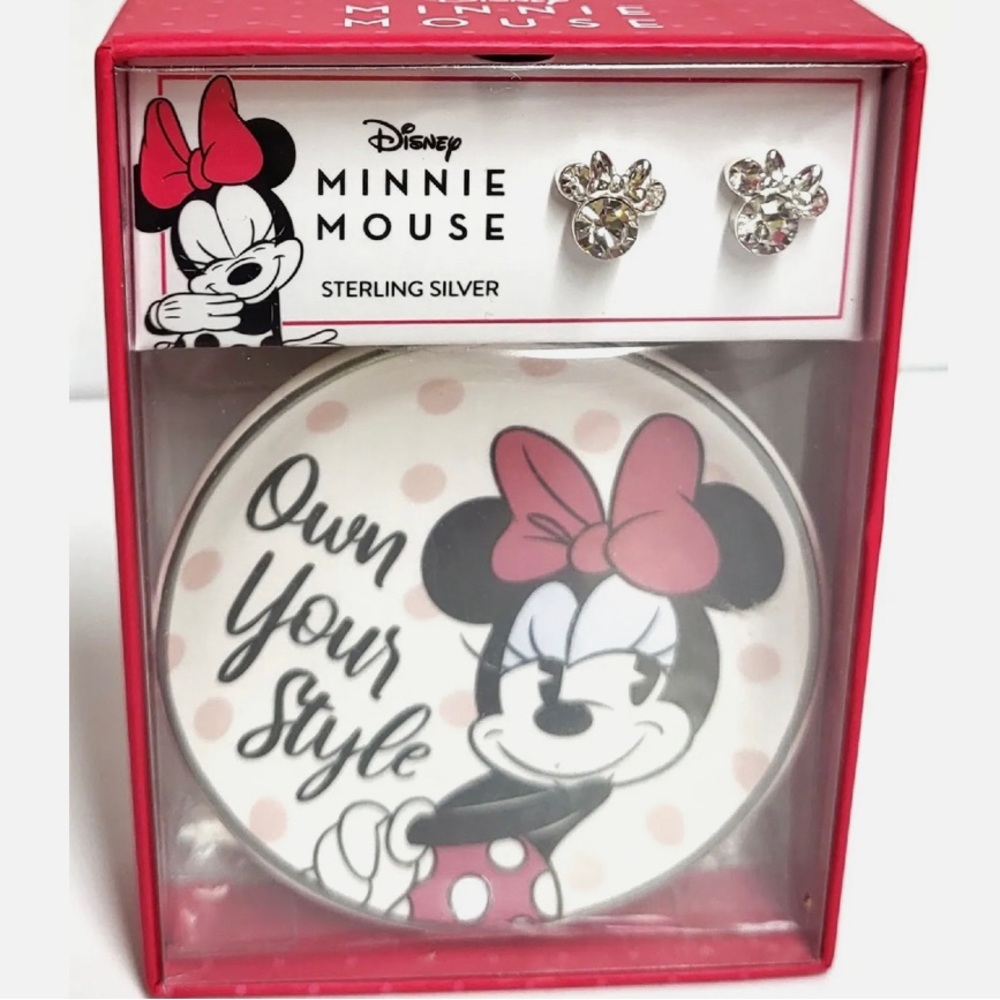 Disney Own Your‎ Style Children Minnie Mouse Clear Stud Earrings Trinket Dish
